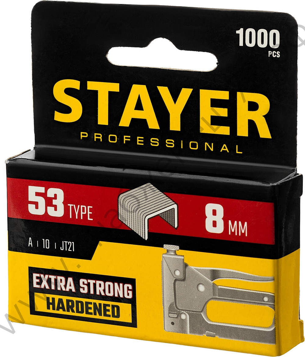 STAYER тип 53 (A/10/JT21) 8 мм, 1000 шт, калибр 23GA, скобы для степлера (3159-08)