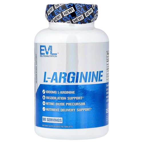 EVLution Nutrition, L-аргинин, 1 г, 90 таблеток
