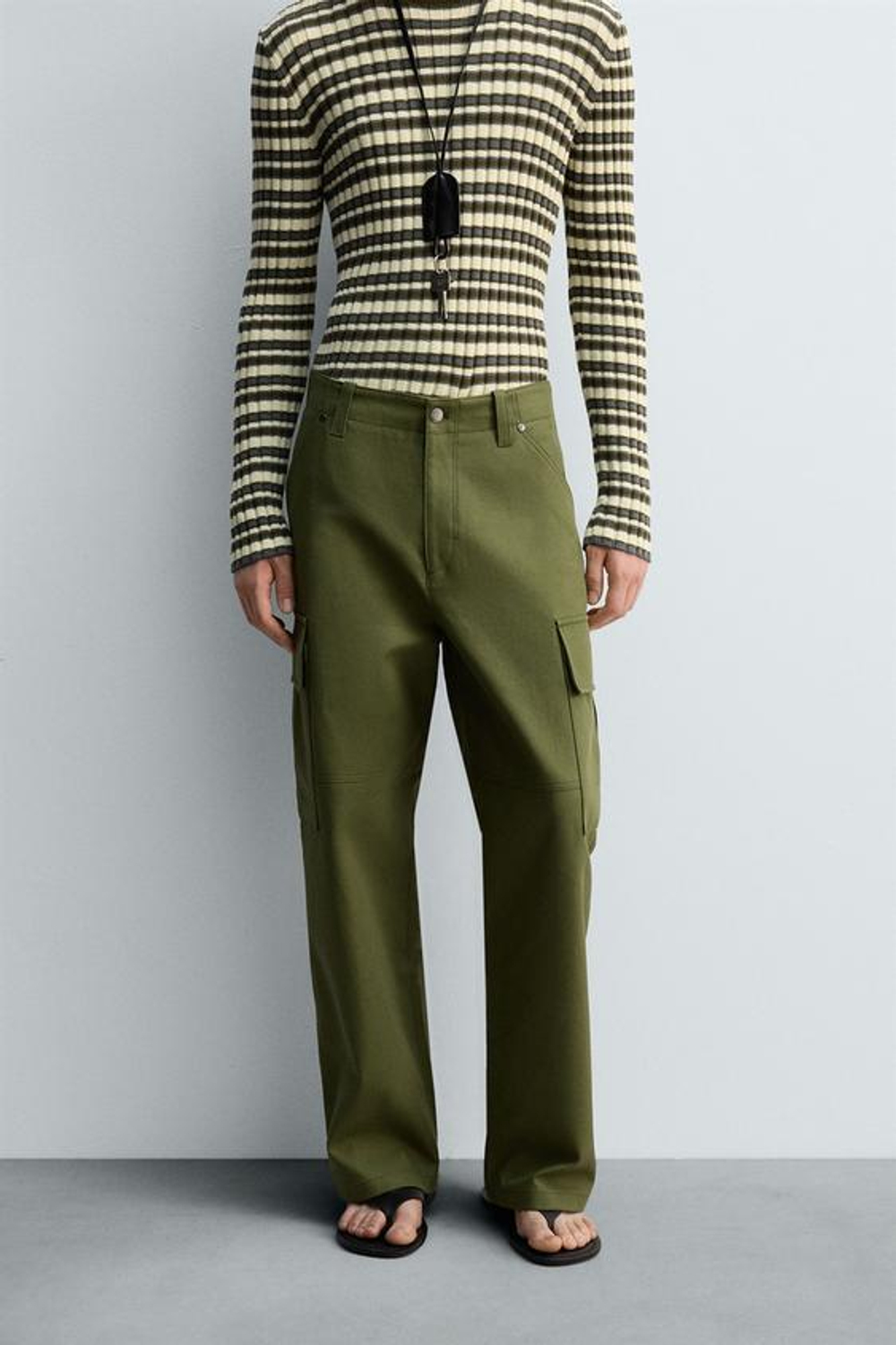 ZARA БРЮКИ КАРГО RELAXED FIT, ХАКИ