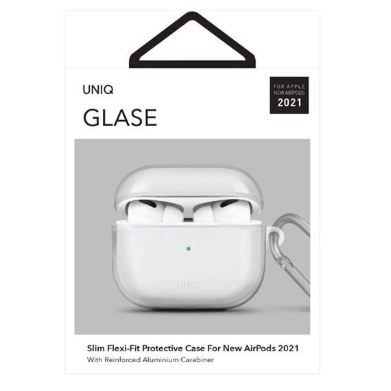 Чехол с карабином Uniq Glase TPU case (AIRPODS(2021)-GLSCLR) для AirPods 3, прозрачный