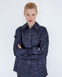 Рубашка из шелка Стелла Маккартни черный/синий