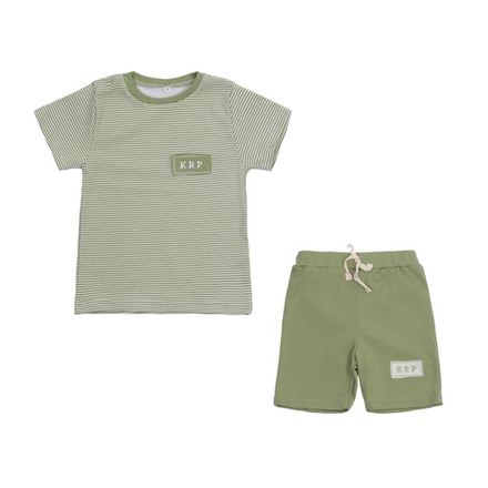 Комплект летний детский футболка короткий рукав+шорты зеленый цвет