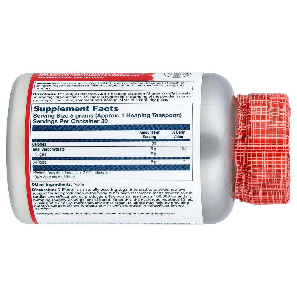 Solaray, D-рибоза в порошке, 5000 мг, 150 г (5,3 унции)