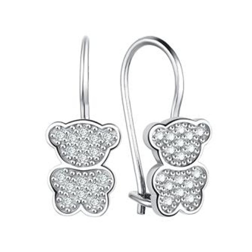 Серьги из серебра с фианитами