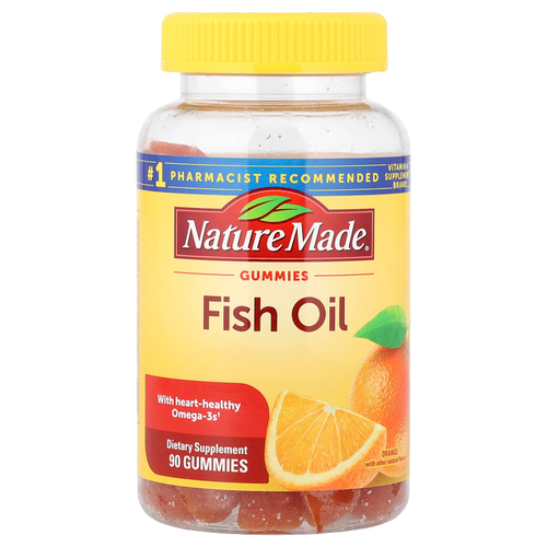 Nature Made, жевательные таблетки с рыбьим жиром, со вкусом апельсина, 90 жевательных таблеток