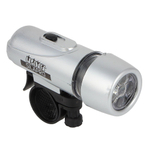 Фонарь велосипедный передний SILAPRO, 5 светодиодов (LED), 2 режима работы, питание от 4 батареек ААА, крепление на руль, пластик