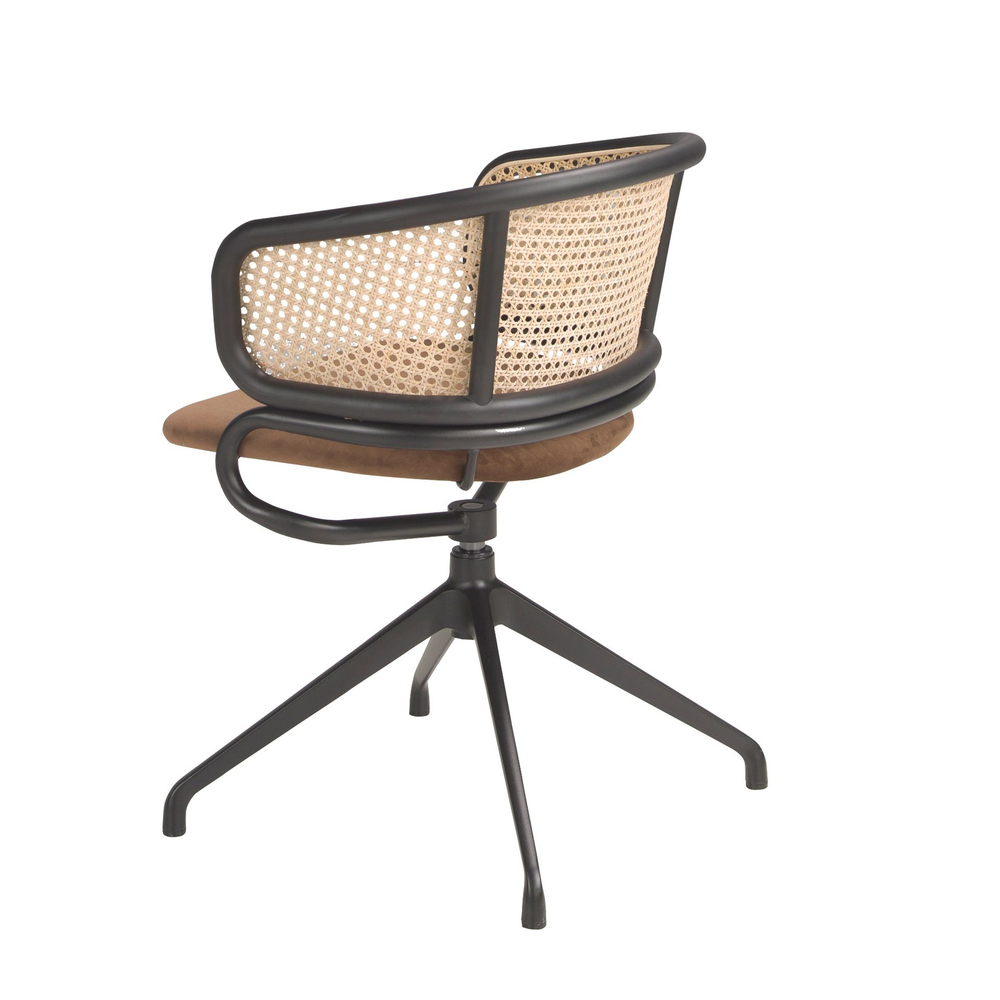 Поворотное кресло Angel Cerda 4129/DC-1698B из бархата и ротанга