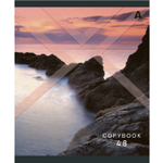 Тетрадь 48л., А5, клетка, Alingar "Необычный пейзаж", скрепка, мелованый картон ( стандарт), блок офсет, 5 дизайнов в пленке т/у