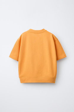 ZARA ТОЛСТОВКА С КОРОТКИМИ РУКАВАМИ И РЕЛЬЕФНОЙ НАДПИСЬЮ, ОРАНЖЕВЫЙ