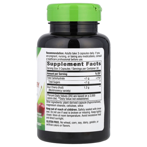 Nature's Way, Tart Cherry, ультракапсулы, 90 веганских капсул (400 мг на капсулу)