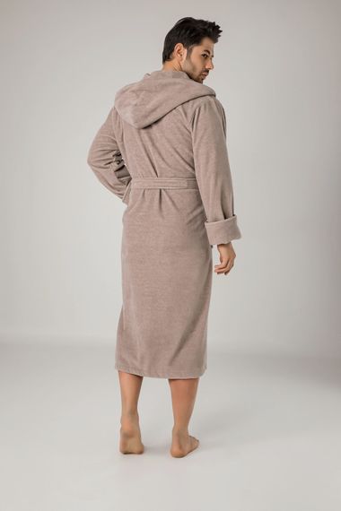 Халат мужской с капюшоном James бежевый 1240  Nusa Турция