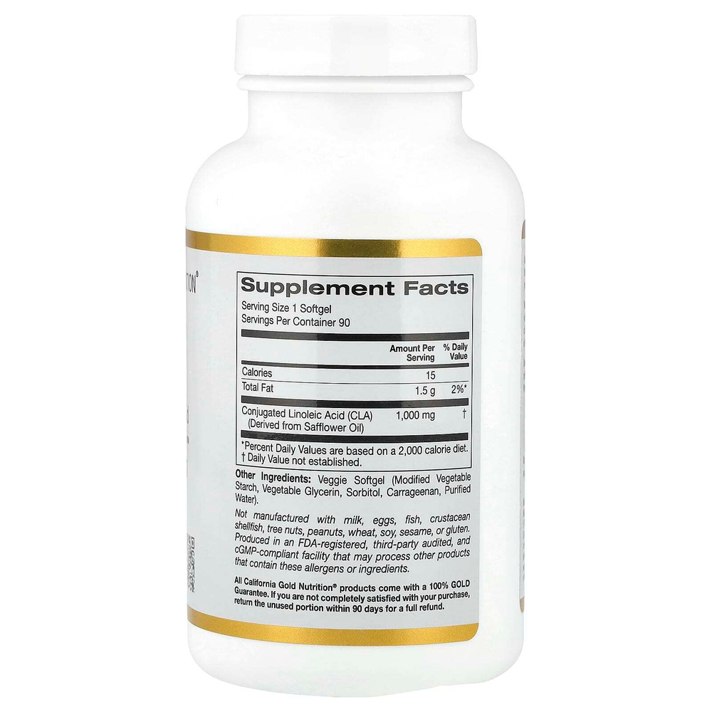California Gold Nutrition, Clarinol, КЛК, конъюгированная линолевая кислота, 1000 мг, 90 мягких таблеток