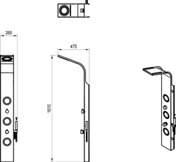 Гидромассажная панель Jet Inox Ravak 26x161 cм., схема