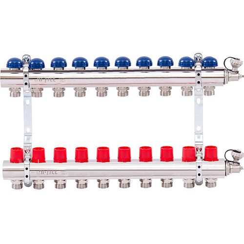 Коллектор Uni-Fitt 1"х3/4" 10 вых. латунь с регулировочными и термостатическими вентилями 441E4310