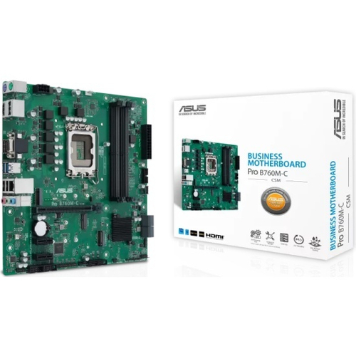 Материнская плата ASUS PRO B760M-C-CSM, LGA1700/B760/2xDDR5/3xPCI-E/2xM.2/SB/GLAN/2xDP/HDMI/VGA/mATX (90MB1DX0-M0EAYC)