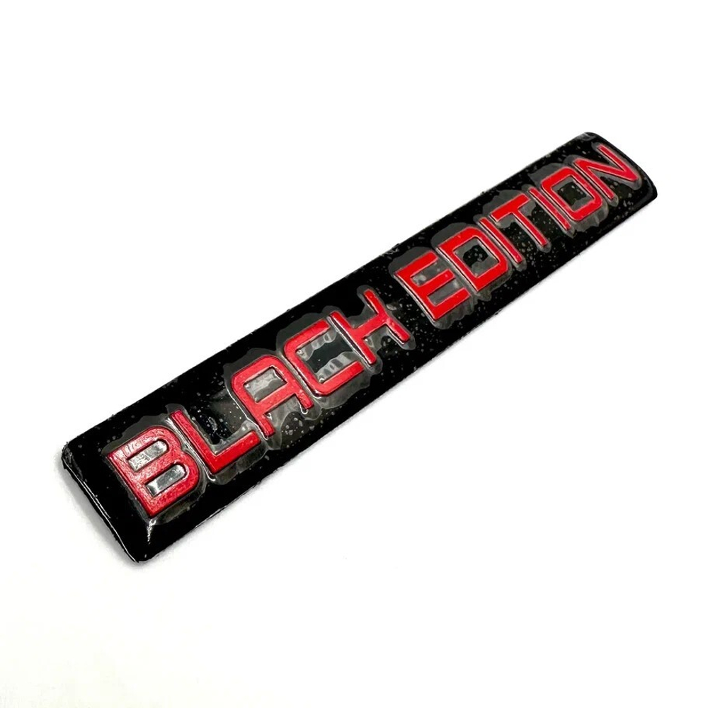 Наклейка Black edition объемная (шильдик Black Edition, 10х1,5см). Черная с красной надписью