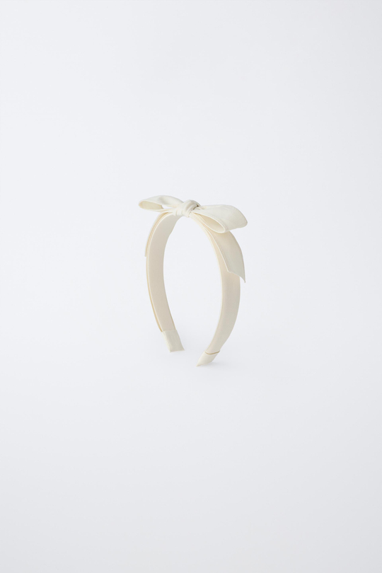 ZARA ОБОДОК С ДВОЙНЫМ БАНТОМ, ЭКРЮ