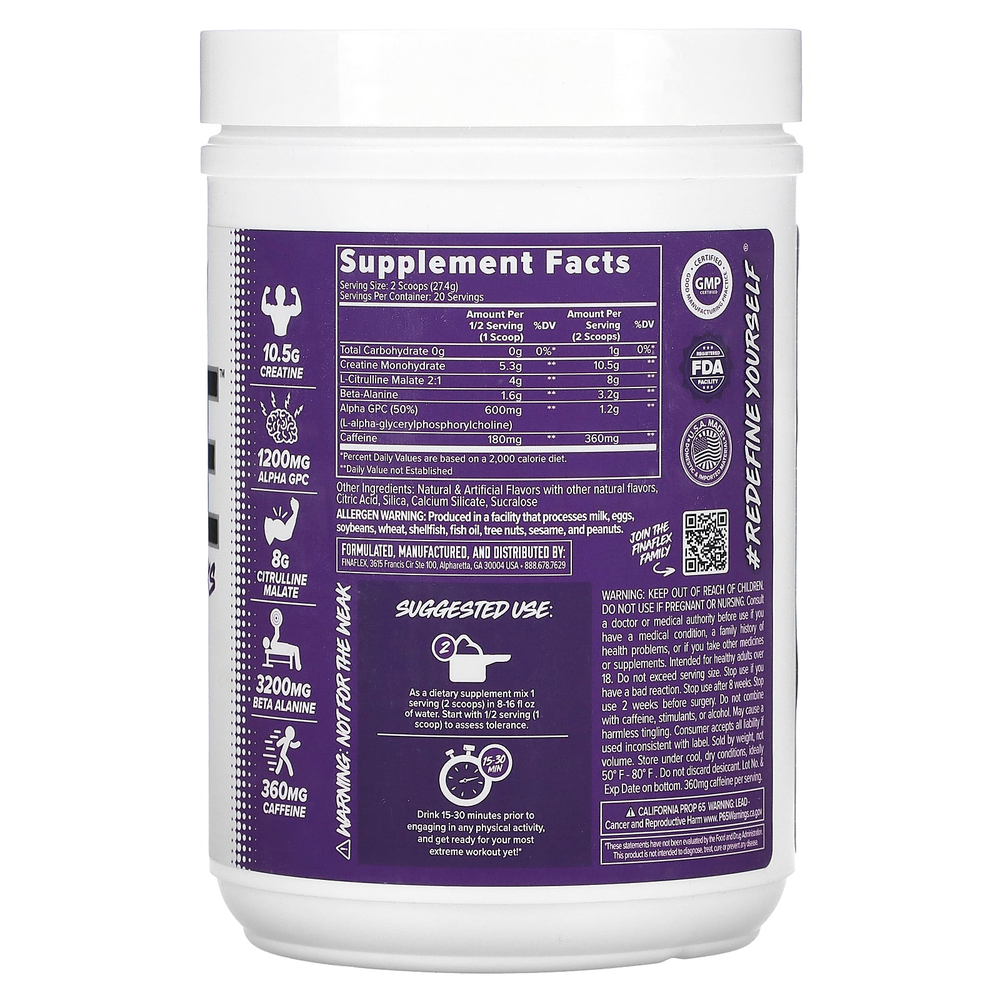 Finaflex, Engage, предтренировочный комплекс для фриков, кислый арбуз, 548 г (19,3 унции)