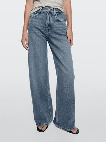 Massimo Dutti Джинсы с широкими штанинами, средне-синий