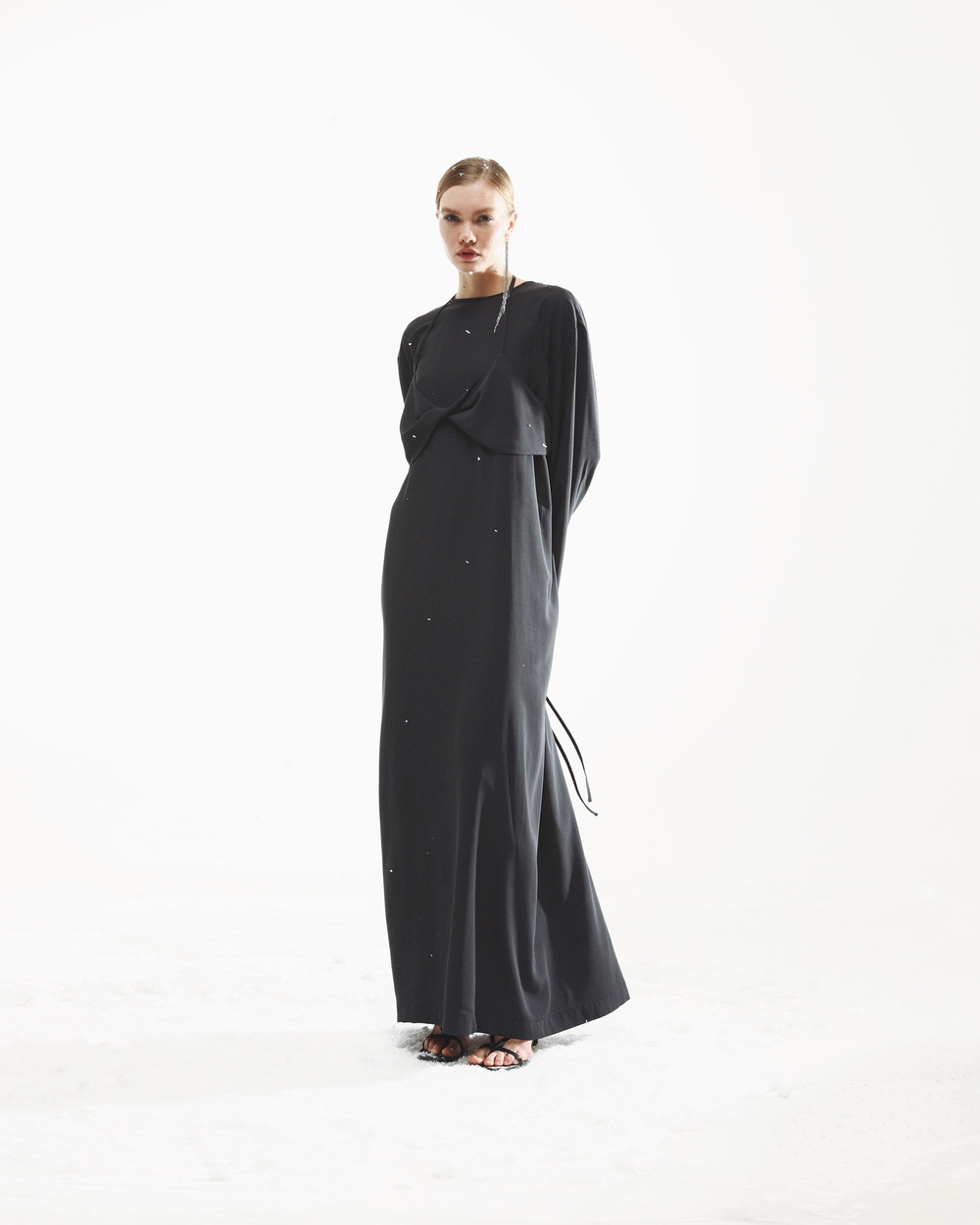 Платье со съемным лифом-бра черный