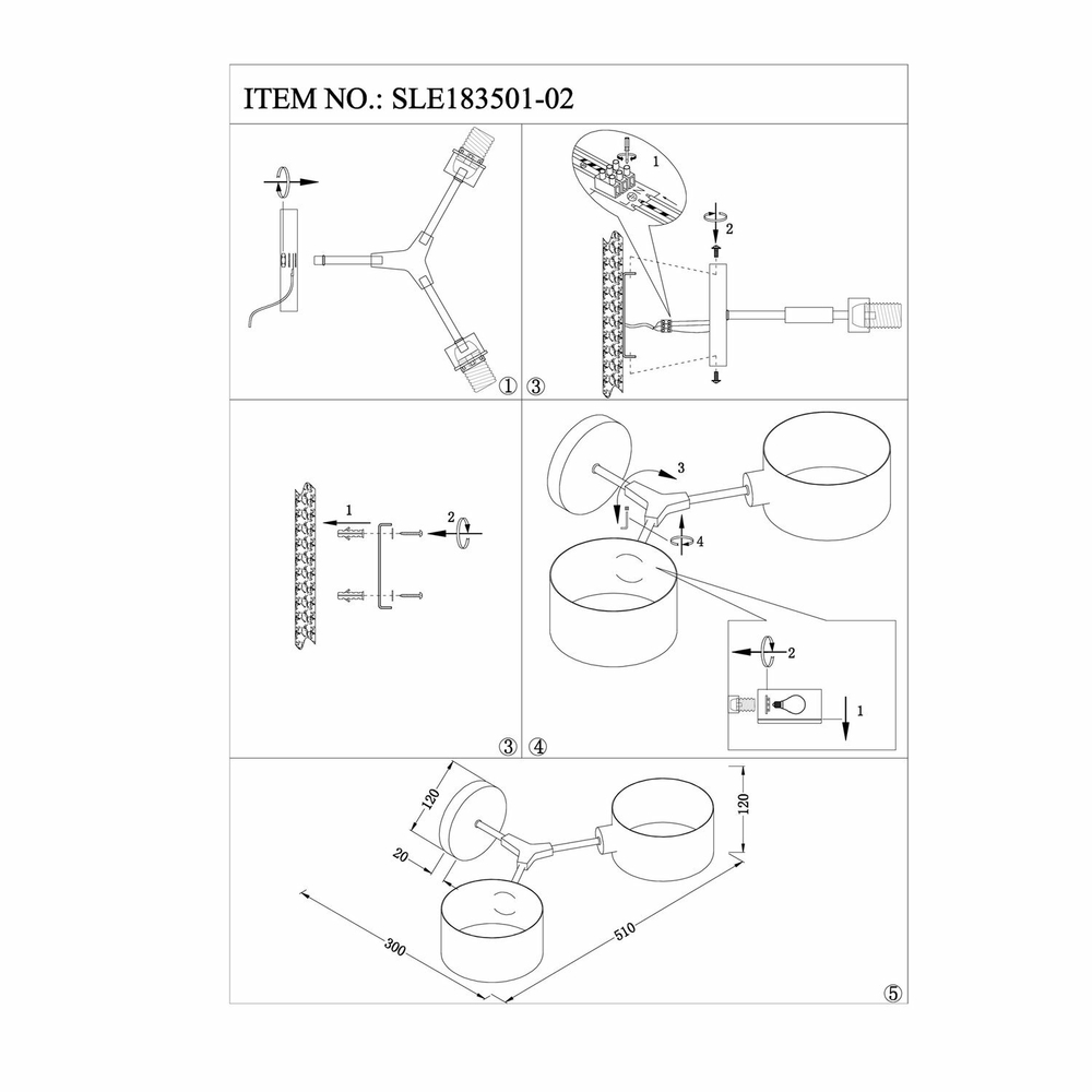 SLE183501-02 Светильник настенный Белый/Белый E14 2*60W