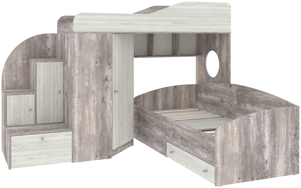 Кровать-чердак КарИВи Кадет 2 Бетон Винтерберг