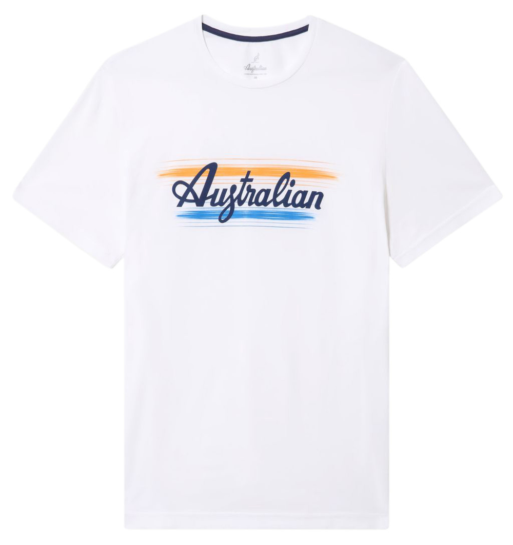 Мужская теннисная футболка Australian Cotton T-Shirt Brush Line Print - bianco
