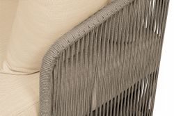 "Альбано" диван 3-местный плетеный из роупа, каркас алюминий светло-серый (RAL7035) муар, роуп серый меланж круглый, ткань Mossle светло-бежевая