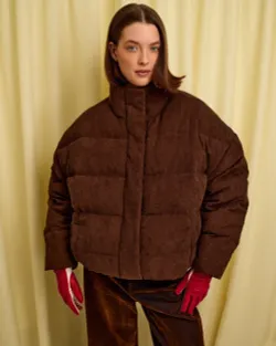 Пуховик вельветовый (((Прямиком из детства))), шоколадный