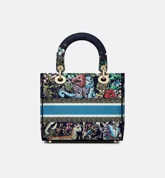 Женская сумка Dior Lady D-lite, модель среднего формата черный