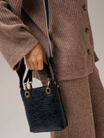 Сумка кожаная кросс-боди Deboro 30347 синий/стоун