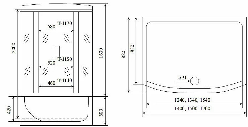 Душевой бокс Timo Standart T 1140 140x90