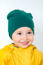 детская шапка хлопковая гладкая тонкая сине-зеленая
