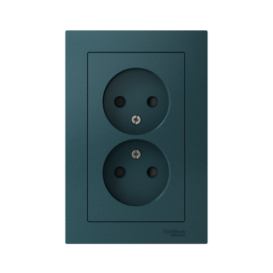 Розетка 2-м СП AtlasDesign 16А IP20 без заземл. защ. шторки в сборе изумруд SE ATN000822