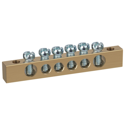 Шина ЭРА NO-122-02 PEN земля-ноль 6х9мм 6/2 латунная с креплениями по краям