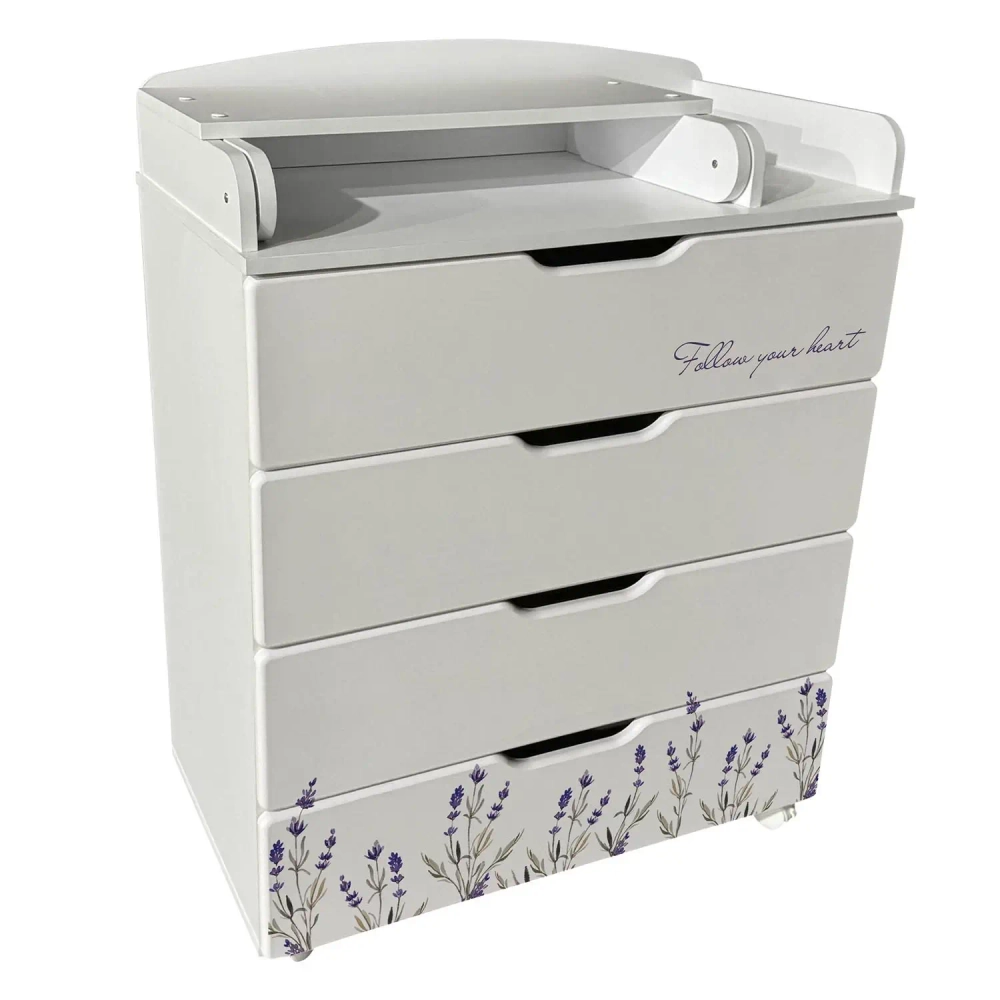 Комод детский с пеленальной доской Indigo Baby Line 800/4 ЛДСП, МДФ лаванда