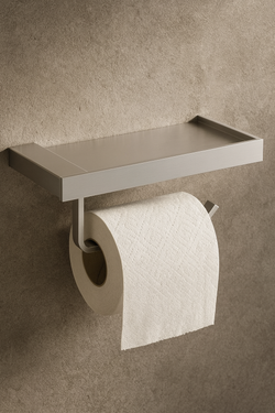 Держатель для туалетной бумаги STWORKI Дублин S41345CR настенный, глянцевый хром, с полкой