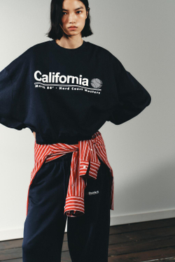 ZARA ТОЛСТОВКА С НАДПИСЬЮ, СИНИЙ