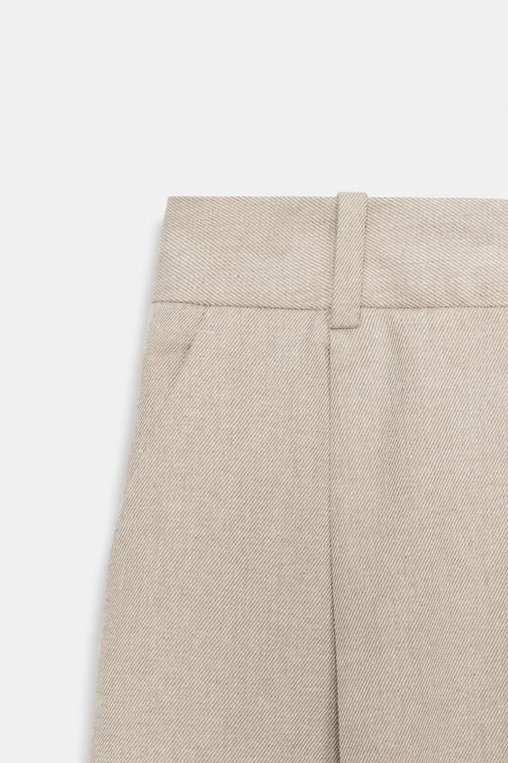 ZARA БРЮКИ ПРЯМОГО КРОЯ С ЗАЩИПАМИ, СВЕТЛО-БЕЖЕВЫЙ