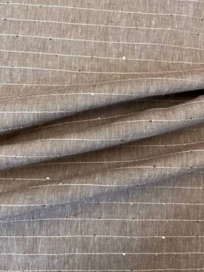 Лен с п/э бежевый в полоску с пайетками