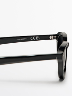 Massimo Dutti Солнцезащитные очки в круглой каучуковой оправе, черный