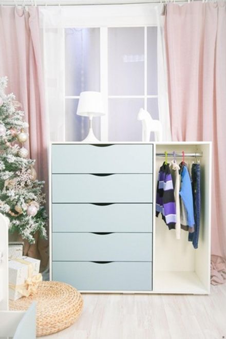 Комод 5 ящиков со штангой МДФ софт белый/ниагара