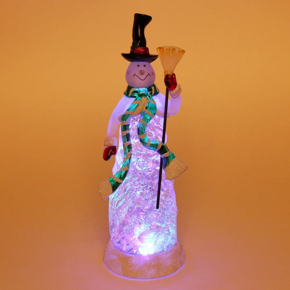 Сувенир с подсветкой «Снеговик с посохом» 10*9,6*28 см