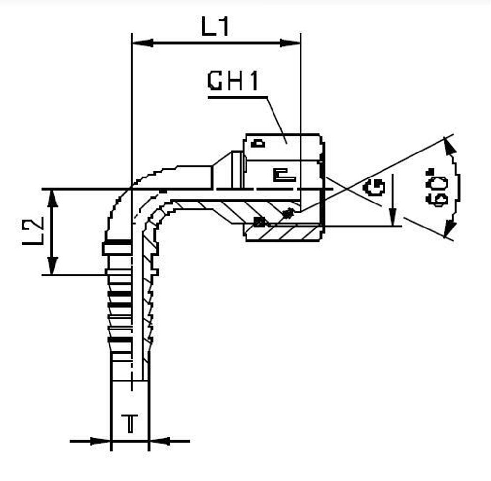 Фитинг DN 10 BSP (Г) 1/2 (90)  (штифтованная гайка) (o-ring)