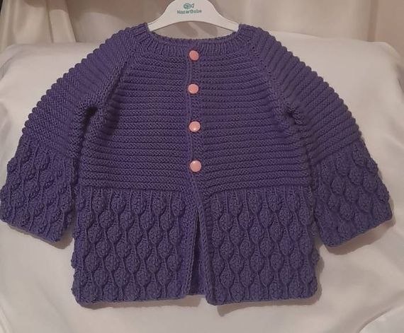 Qız uşağı üçün jaket (Ahududu modeli- 2-3 yaş )
