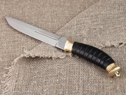 Нож «Пластунский», сталь Х12МФ, резная рукоять из черного мореного граба