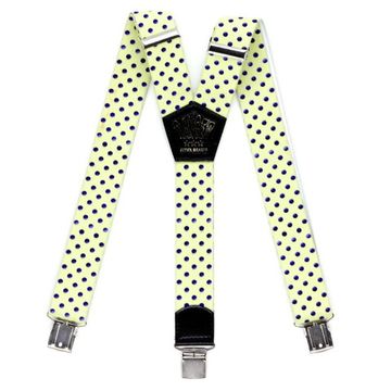 Подтяжки Блебно-желтые в синий горох