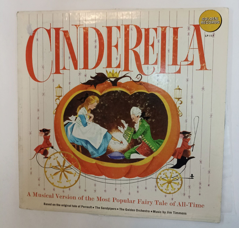 Винтажная виниловая пластинка LP Kay Lande, Peggy Powers, Ed Powell Cinderella Золушка Сказка На Англиском Языке (USA 1964)