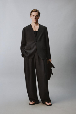 ZARA КОСТЮМНЫЕ БРЮКИ WIDE FIT СВОБОДНОГО КРОЯ, АНТРАЦИТОВО-СЕРЫЙ