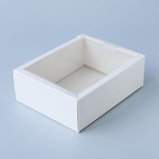 Коробка 1 секция белая с прозрачной крышкой (№26)